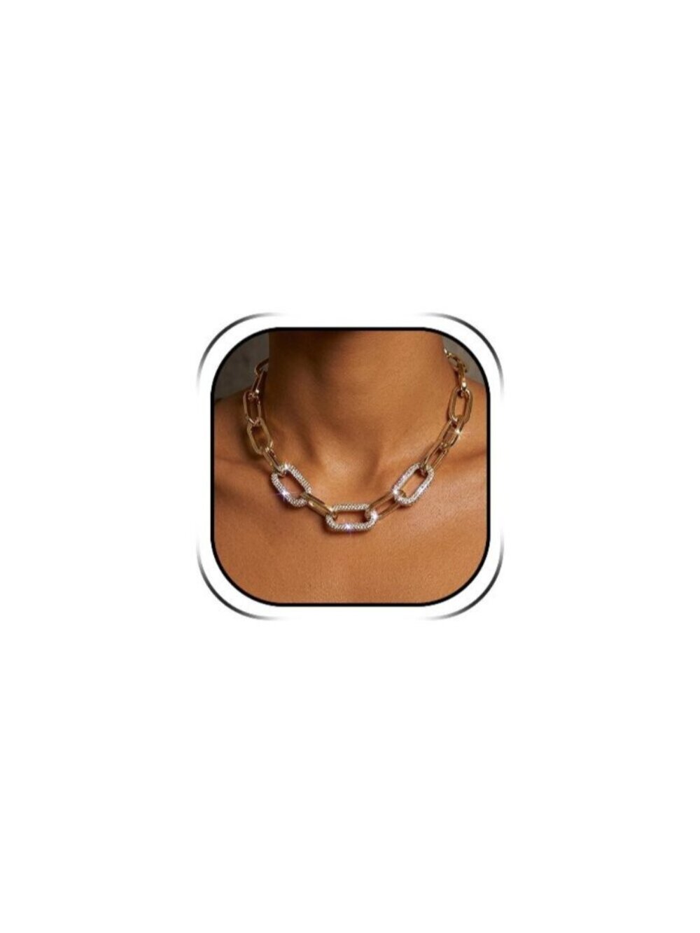 🆕 Statement Necklace Dainty Chunky Gold Choker Necklace Paperclip Chain Charm